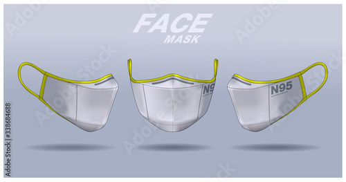 face mask design template, dust protection & breathing medical respiratory.