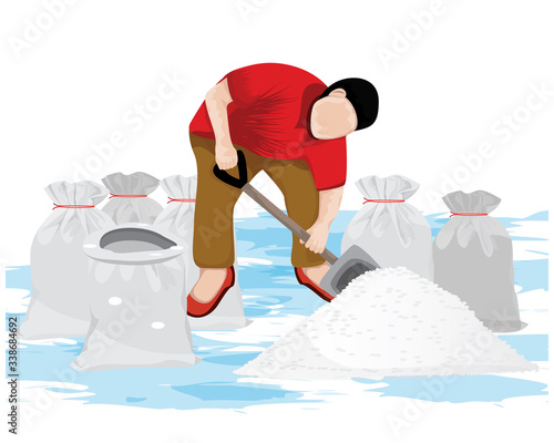 isolated agriculturist work with salt vector design