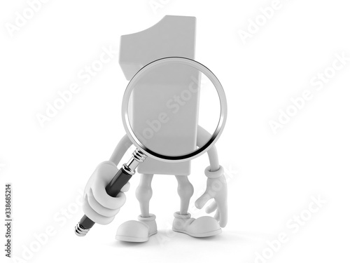 Number one character looking through magnifying glass