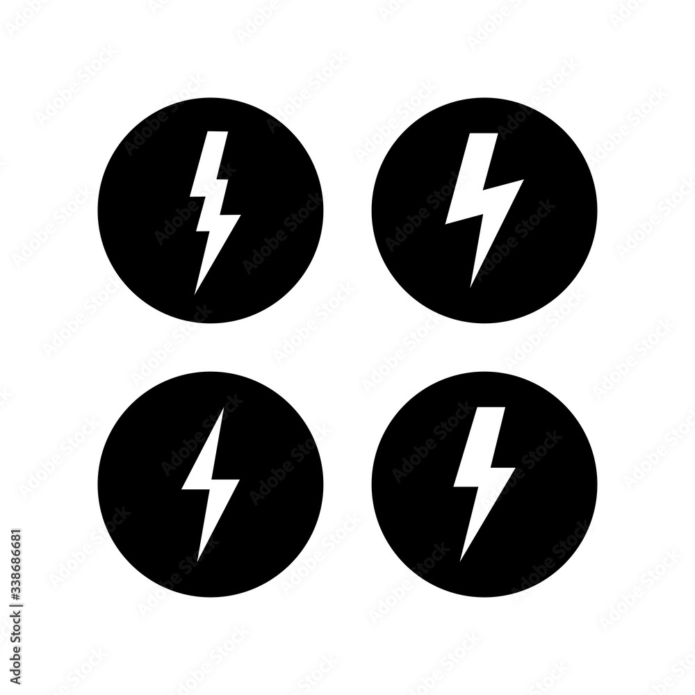 Lightning icons set. Bolt icon vector. Energy and thunder electric icon Lightning icons set. Bolt icon vector. Energy and thunder electric icon