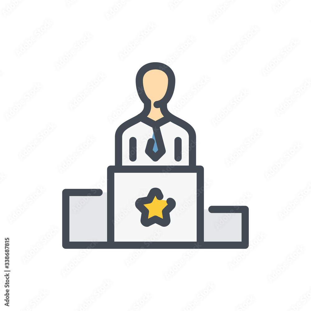 Best Employee color line icon. Leader and Winner vector outline colorful sign. Best Employee color line icon. Leader and Winner vector outline colorful sign.