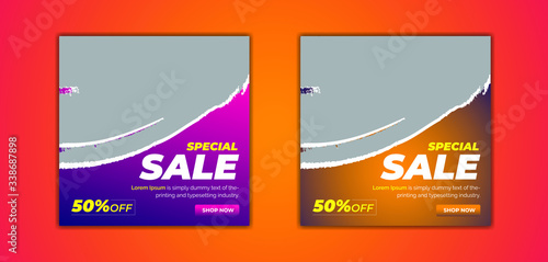Super Sale Social Media Post Template . Promotional web banner for social media. Elegant sale and discount promo.Suitable for social media post and web internet ads.Templates for web standard size.