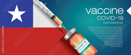 3D corona vaccine illustration and country flag concept