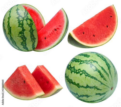 Watermelon isolated on white background, Collection of Watermelon on a white background With clipping path