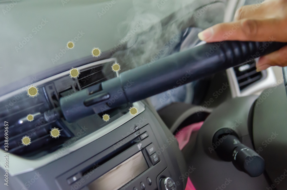 Fototapeta premium Cleaning of car air conditioner