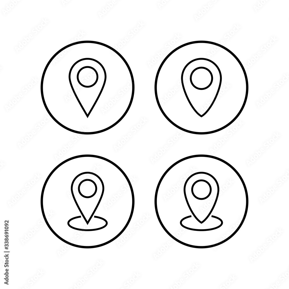 Pin icons set. Location icon. Map pointer icon. Point. Locator. Address - obrazy, fototapety, plakaty 