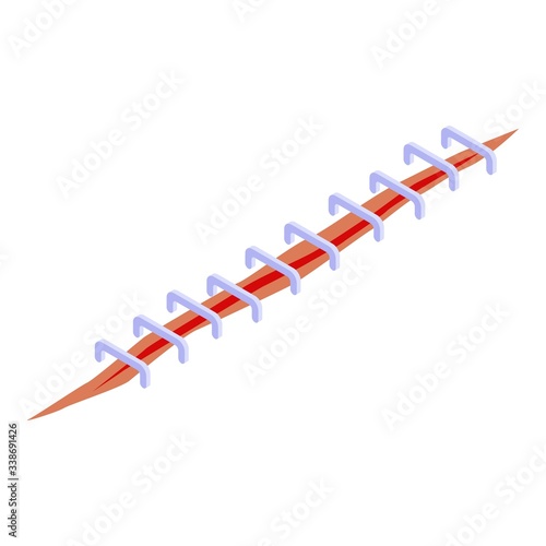 Needle suture icon. Isometric of needle suture vector icon for web design isolated on white background
