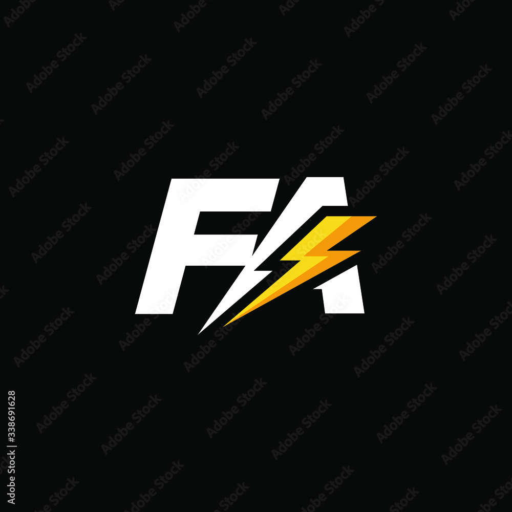 Initial Letter FA with Lightning Initial Letter FA with Lightning