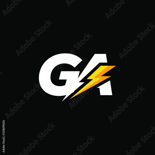 Initial Letter GA with Lightning