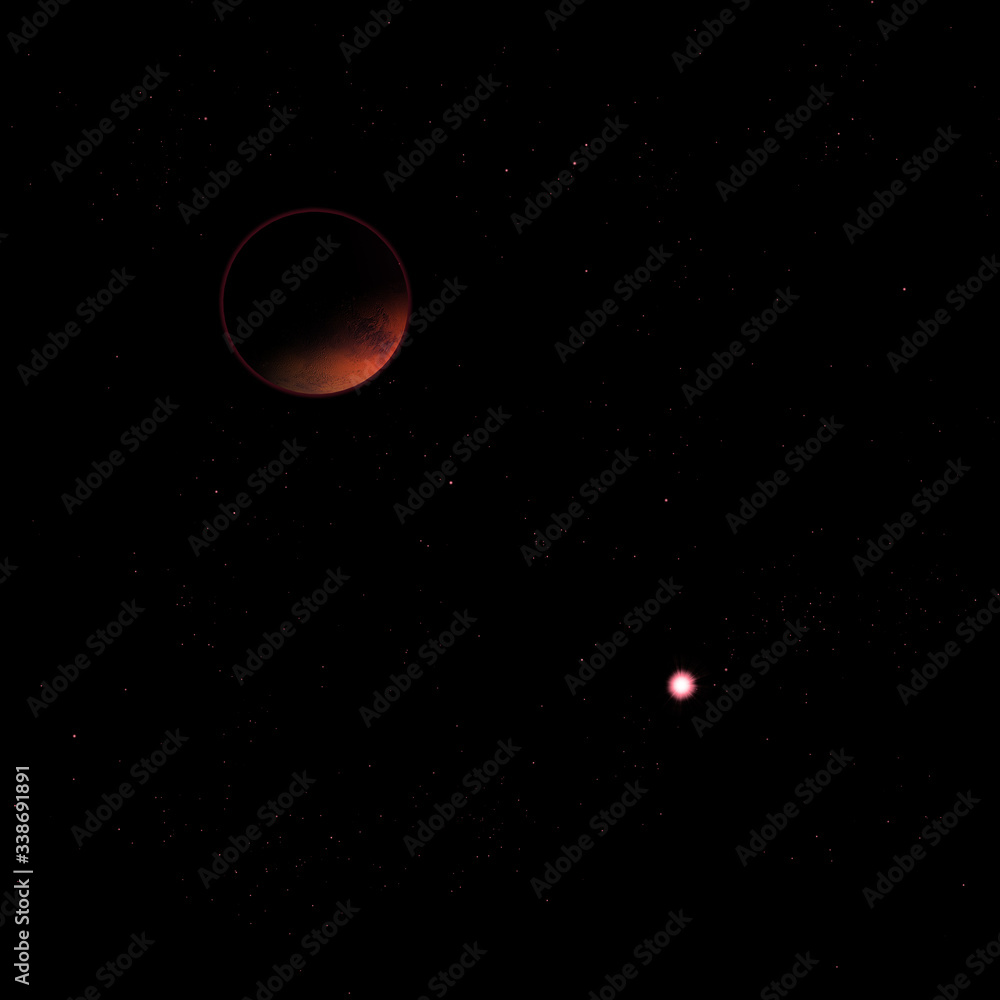 Fototapeta premium Far-out planets in a space. 3D rendering.