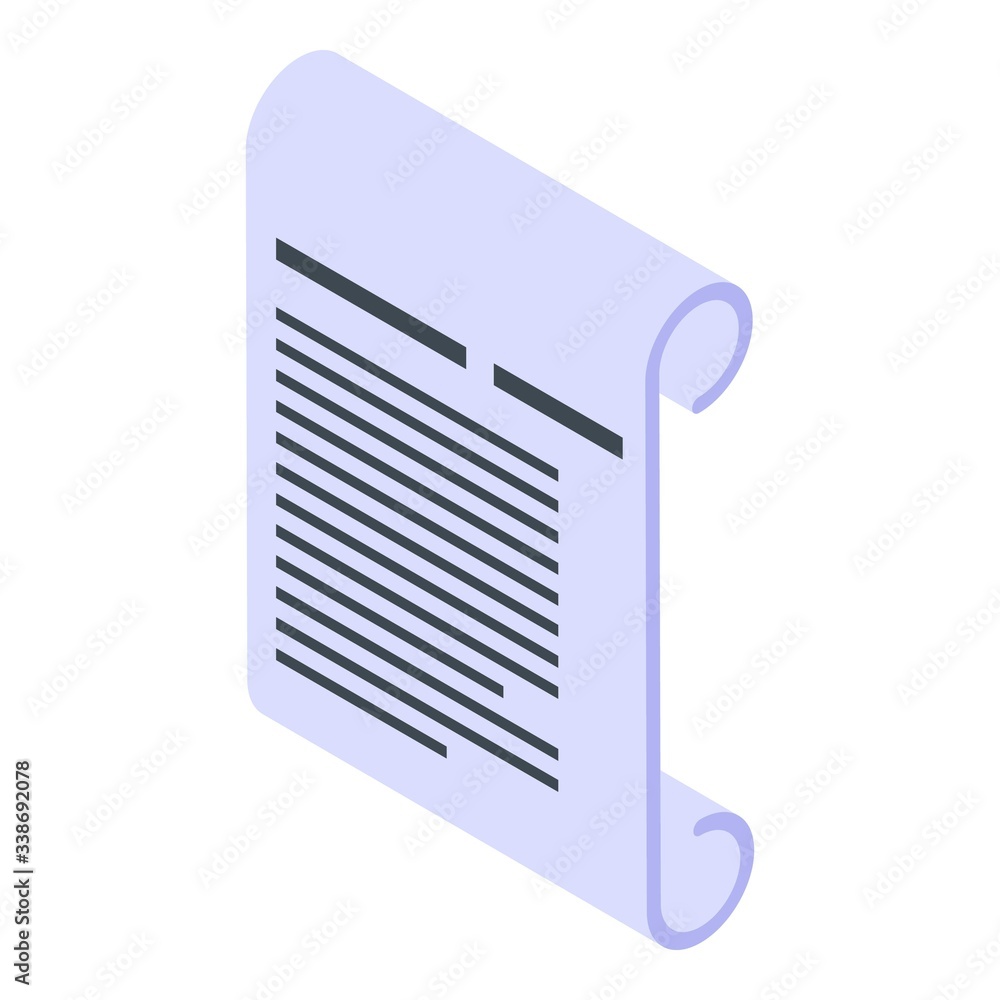 Magic papyrus icon. Isometric of magic papyrus vector icon for web design isolated on white background Magic papyrus icon. Isometric of magic papyrus vector icon for web design isolated on white background