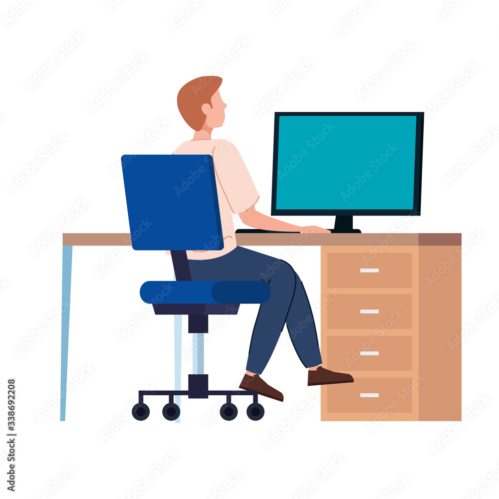 young man with desk in workplace vector illustration design young man with desk in workplace vector illustration design