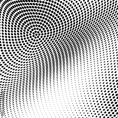 Halftone texture is a monochrome wave. Abstract black and white background of dots