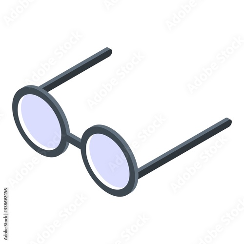 Wizard round eyeglasses icon. Isometric of wizard round eyeglasses vector icon for web design isolated on white background