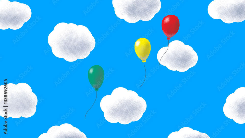 青空に浮かぶ風船 / Balloons in the blue sky