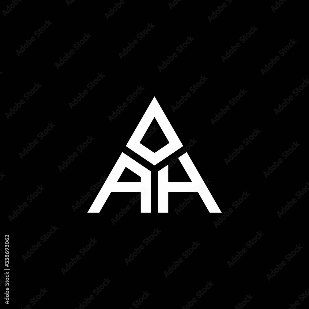 AH monogram logo with 3 pieces shape isolated on triangle AH monogram logo with 3 pieces shape isolated on triangle