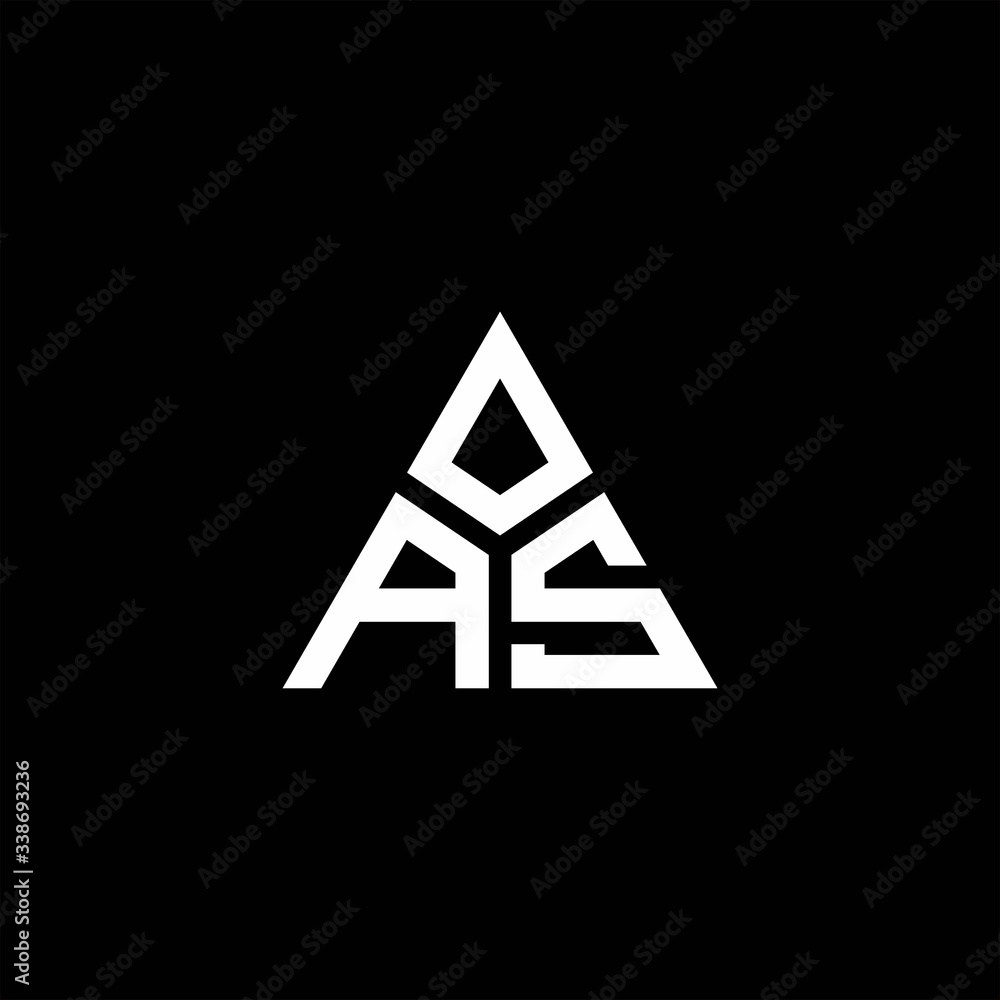 AS monogram logo with 3 pieces shape isolated on triangle AS monogram logo with 3 pieces shape isolated on triangle