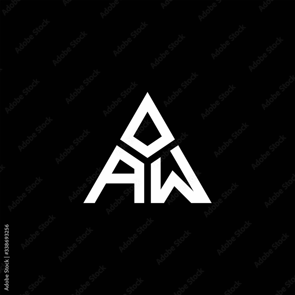 AW monogram logo with 3 pieces shape isolated on triangle