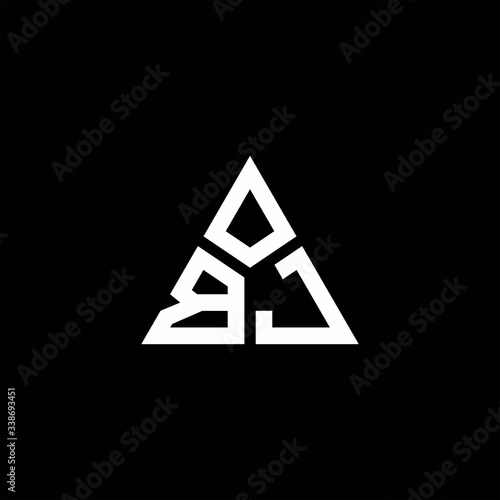 BJ monogram logo with 3 pieces shape isolated on triangle