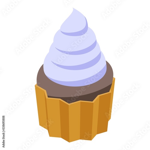 Cream cupcake icon. Isometric of cream cupcake vector icon for web design isolated on white background