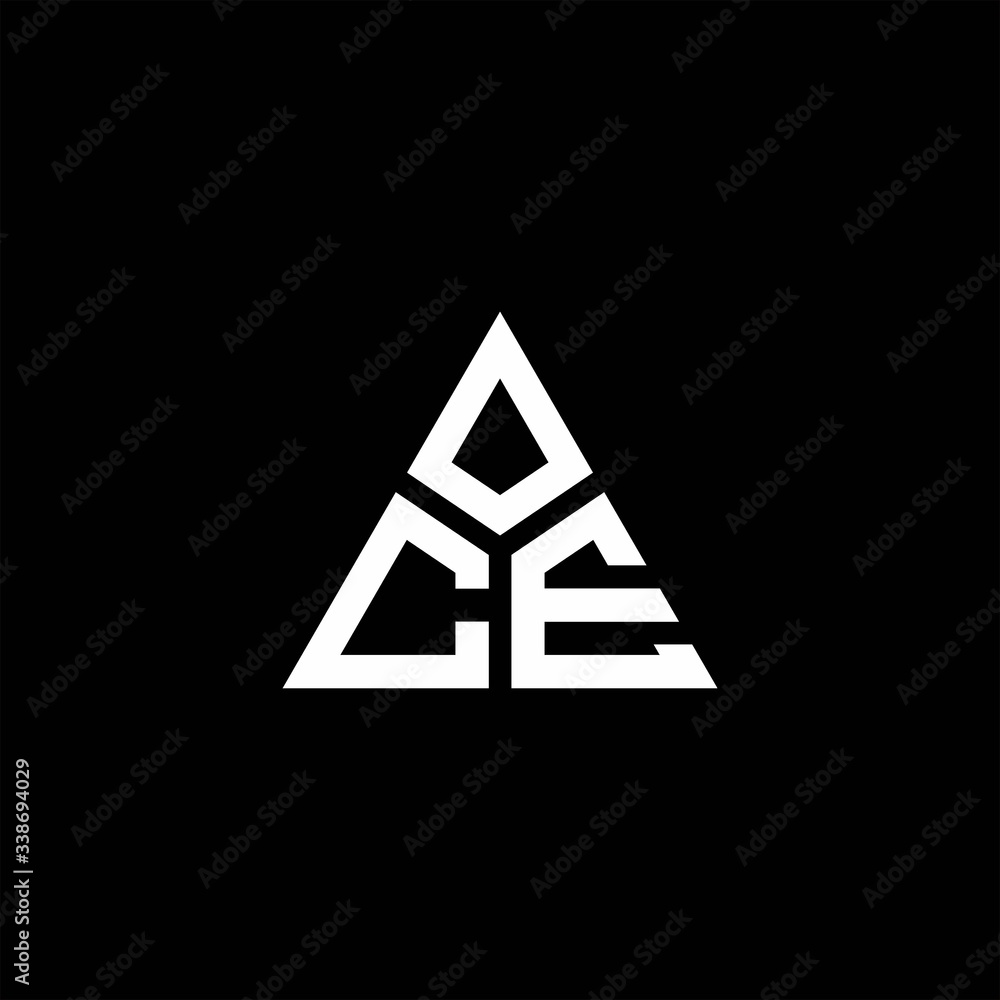CE monogram logo with 3 pieces shape isolated on triangle CE monogram logo with 3 pieces shape isolated on triangle
