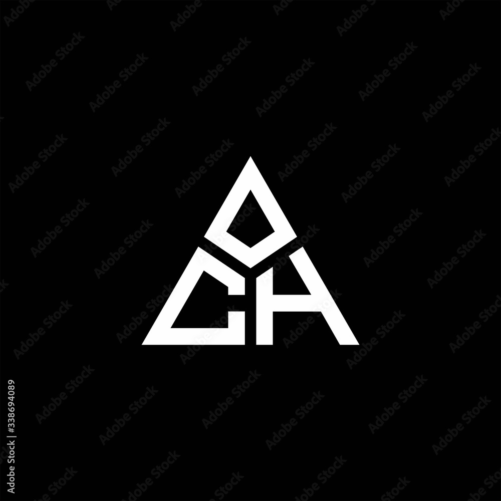 CH monogram logo with 3 pieces shape isolated on triangle CH monogram logo with 3 pieces shape isolated on triangle