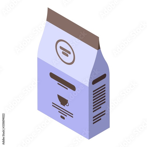 Coffee package icon. Isometric of coffee package vector icon for web design isolated on white background