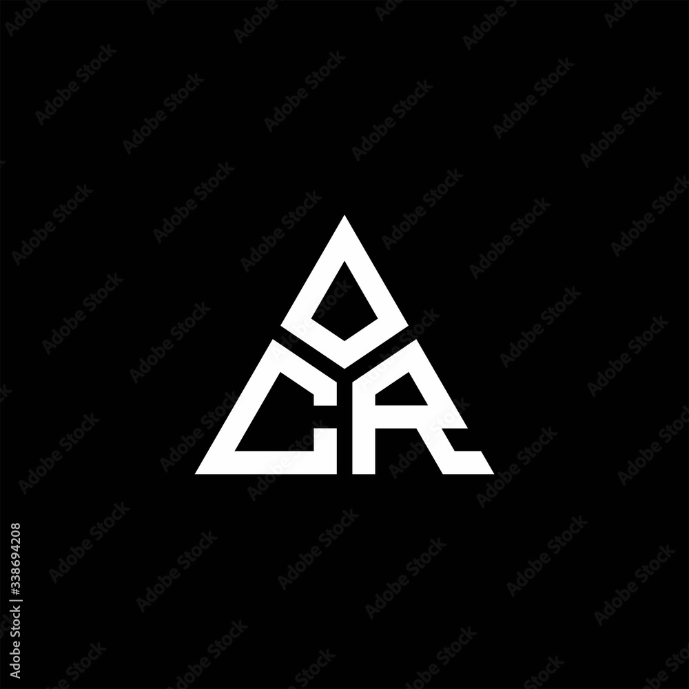 CR monogram logo with 3 pieces shape isolated on triangle CR monogram logo with 3 pieces shape isolated on triangle