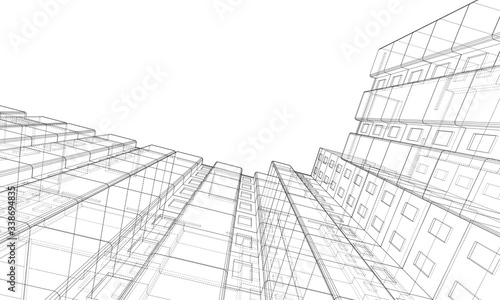 Vector wire-frame model of a multi-storey building