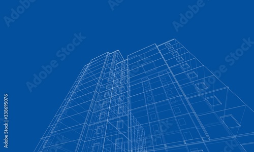 Vector wire-frame model of a multi-storey building