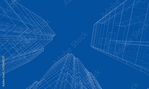 Vector wire-frame model of a multi-storey building