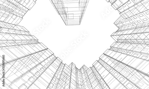 Vector wire-frame model of a multi-storey building