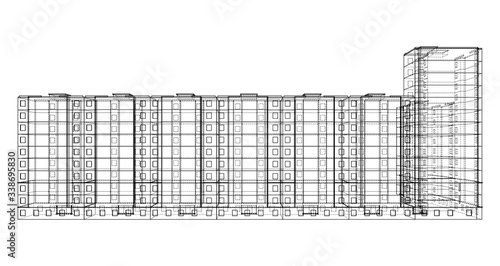 Vector wire-frame model of a multi-storey building