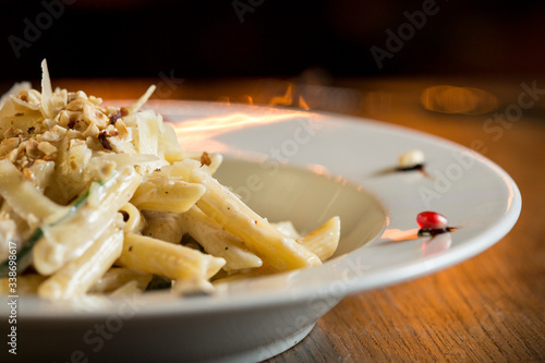 Penne with chicken, spinach...