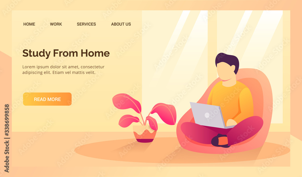 student study from home on sofa couch for website landing homepage template banner student study from home on sofa couch for website landing homepage template banner