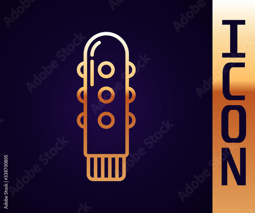 Gold line Dildo vibrator for sex games icon isolated on black background. Sex toy for adult. Vaginal exercise machines for intimate.  Vector Illustration