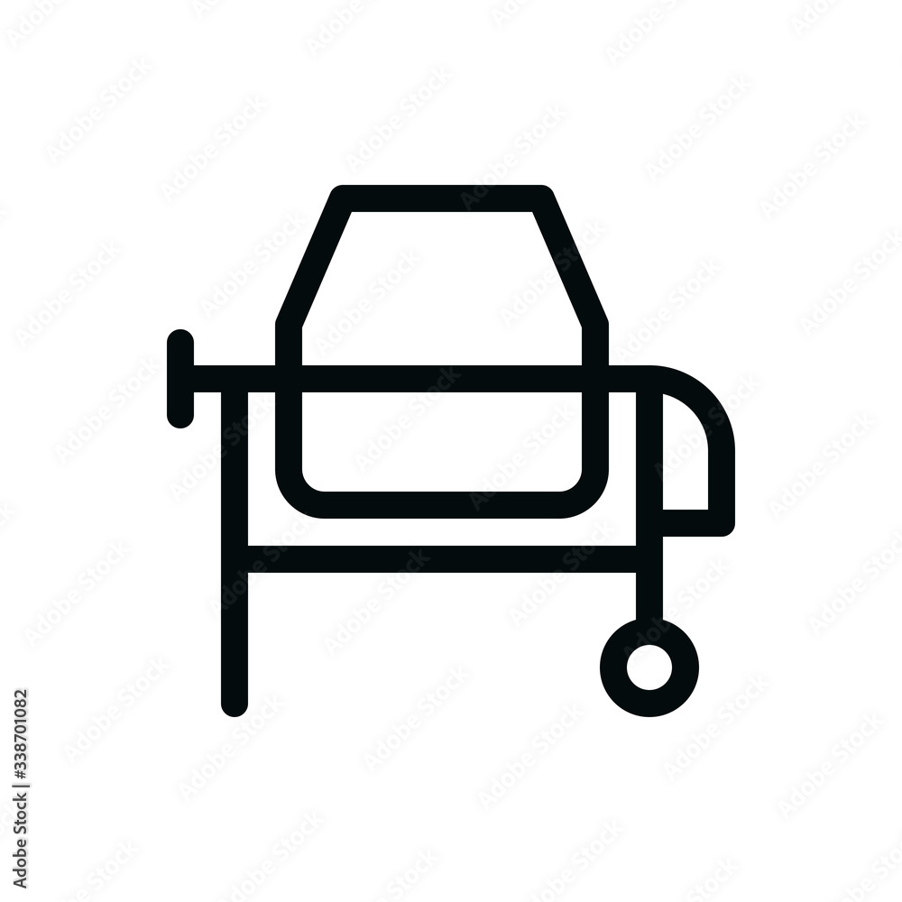 Concrete mortar mixer isolated icon, electric cement mixer outline vector icon Concrete mortar mixer isolated icon, electric cement mixer outline vector icon