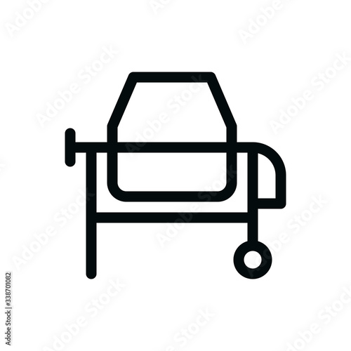 Concrete mortar mixer isolated icon, electric cement mixer outline vector icon
