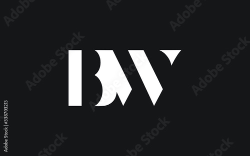 BW or WB and B or W Uppercase Letter Initial Logo Design, Vector Template