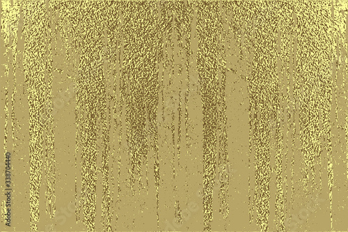 Gold grunge texture to create distressed effect. Patina scratch, cracks golden elements. Vintage abstract Vector illustration. Surface Crack .