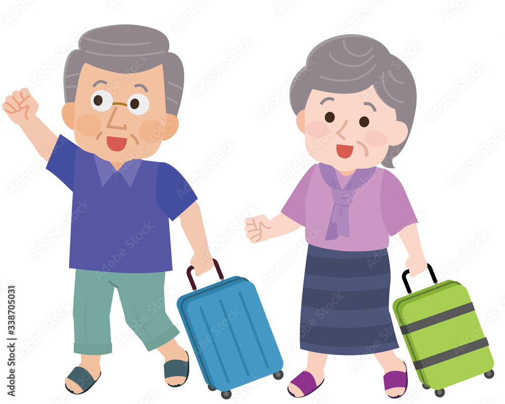 夏休み 旅行 シニア夫婦 イラスト Stock Vector Adobe Stock
