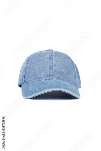 Photography jeans blue baseball cap, front view