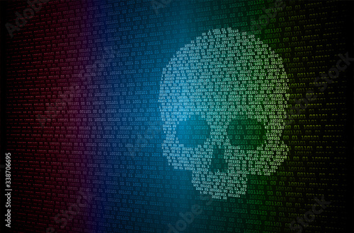 cyber hacker attack background, skull vector