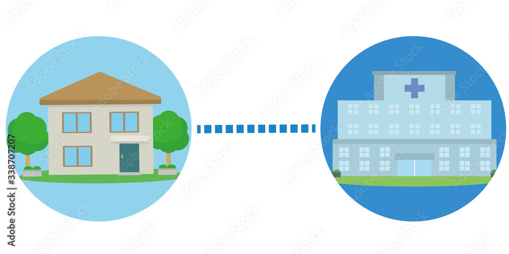 オンライン診療 アイコン 病院 住宅 イラスト Stock Vector Adobe Stock