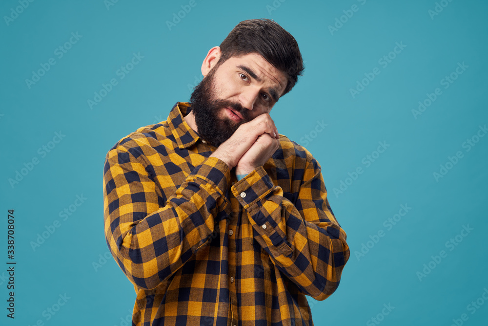 Bearded man plaid shirt lifestyle Bearded man plaid shirt lifestyle