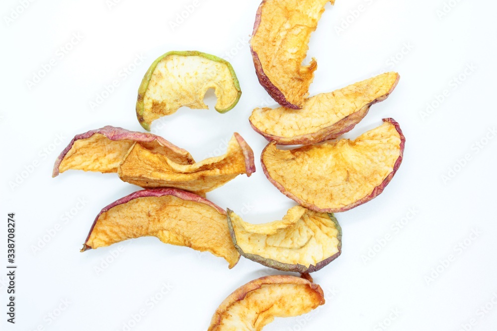 Beautiful dried apples located on a white background Beautiful dried apples located on a white background