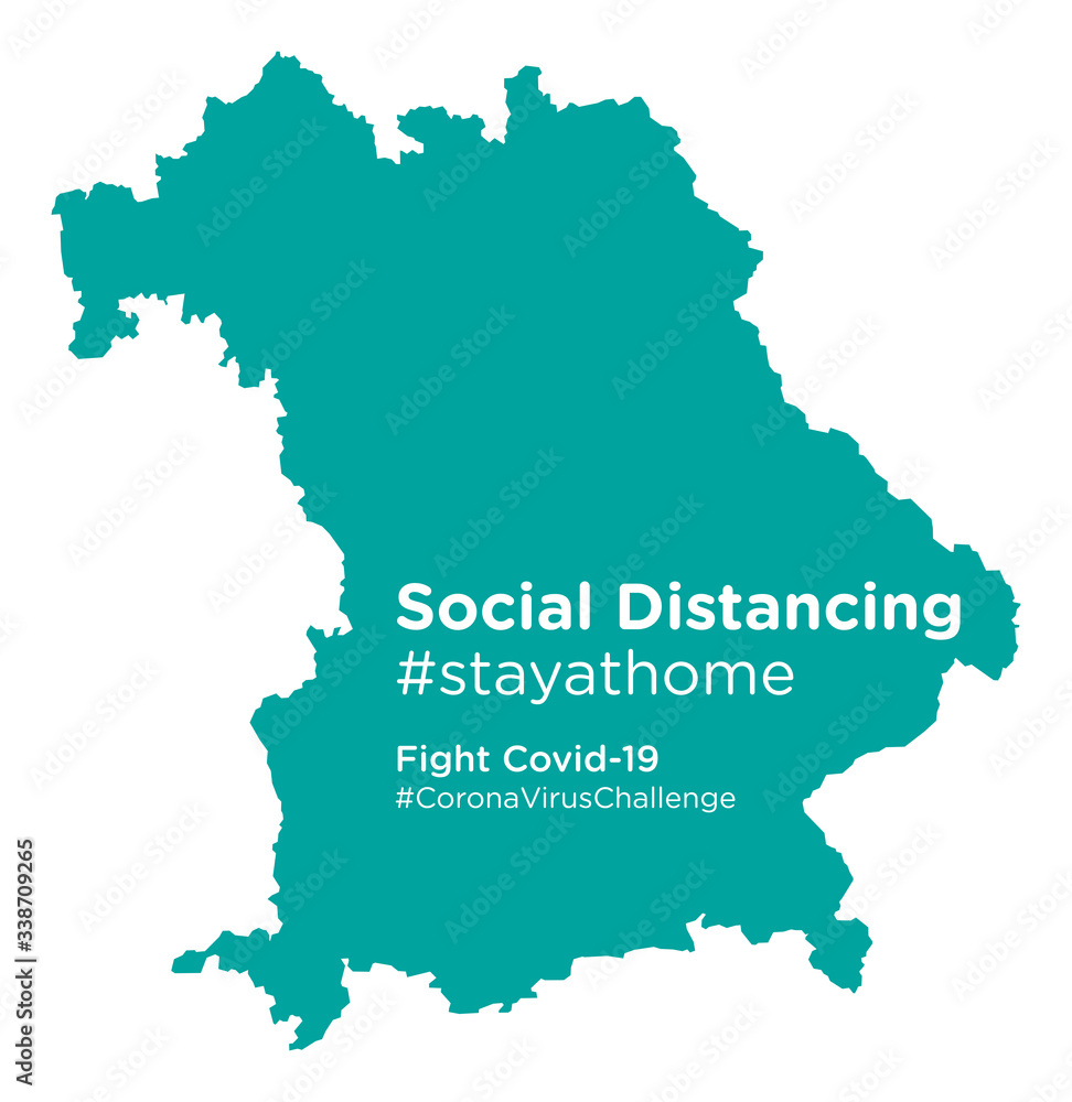 Bavaria map with Social Distancing stayathome tag