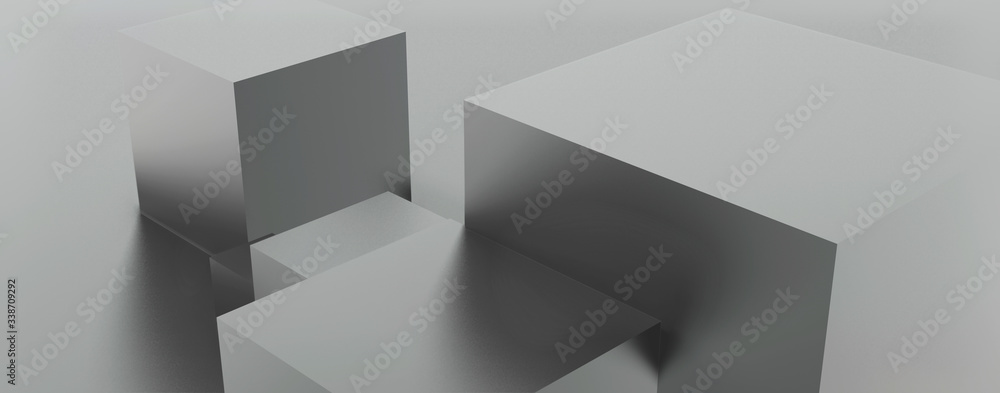 White cube boxes for display and background. 3D rendering White cube boxes for display and background. 3D rendering