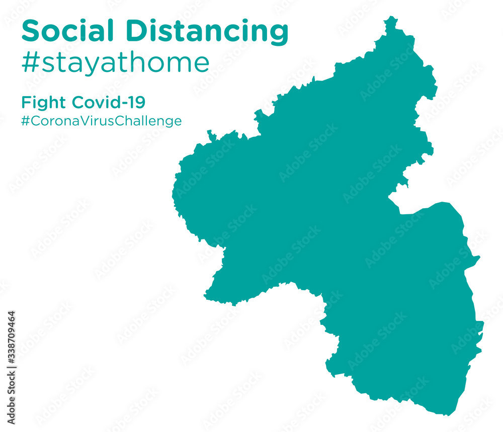 Rhineland-Palatinate map with Social Distancing stayathome tag