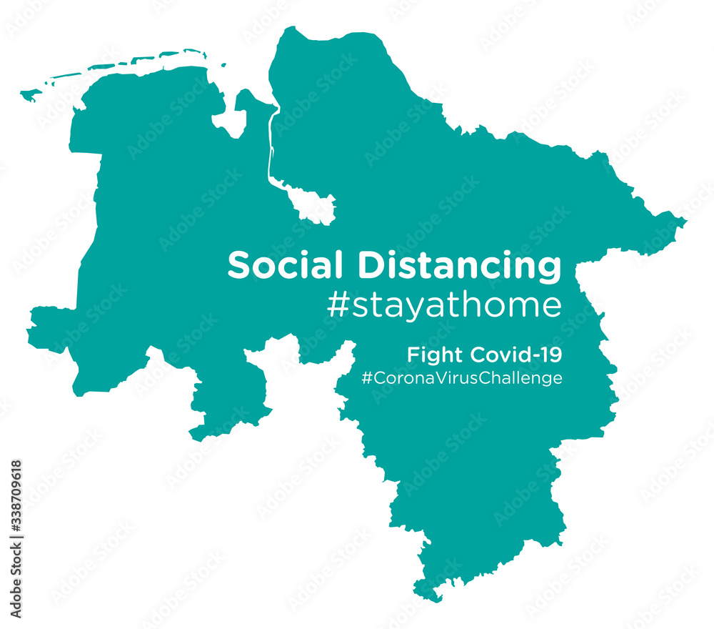 Lower Saxony map with Social Distancing stayathome tag